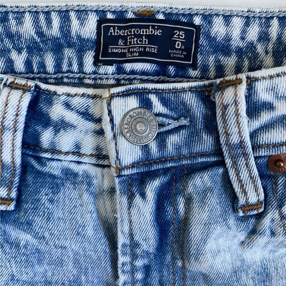 Abercrombie & Fitch Simone High Rise Slim Blue Acid Wash Jeans Size 25 0R - Picture 4 of 11